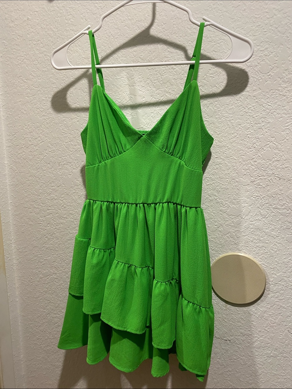 Forever 21 Bright Green Tiered Mini Dress